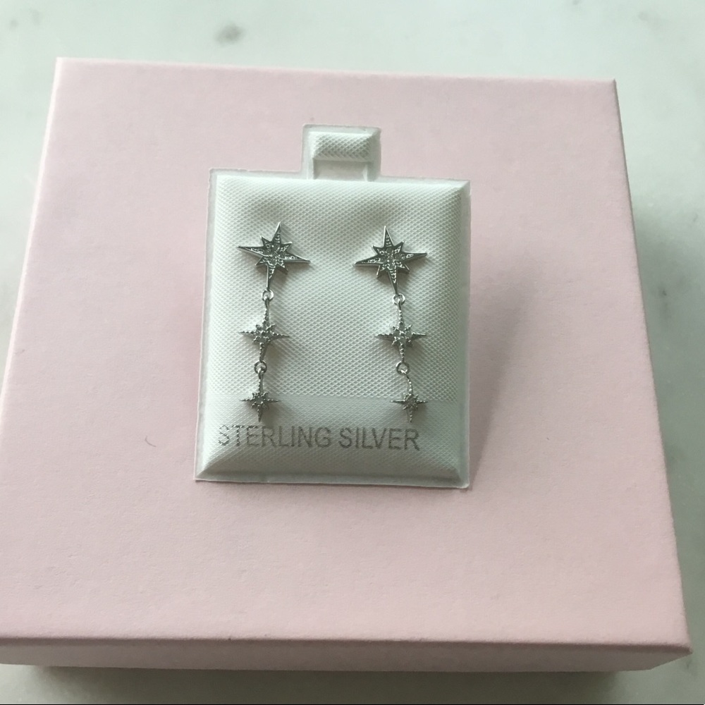 Sale $18 Firm! Sterling Silver rhodium plated Star Earrings - Picture 10 of 14